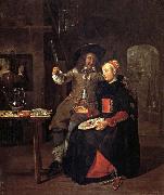 Gabriel Metsu Self-Portrait with his Wife Isabella de Wolff in an Inn oil on canvas